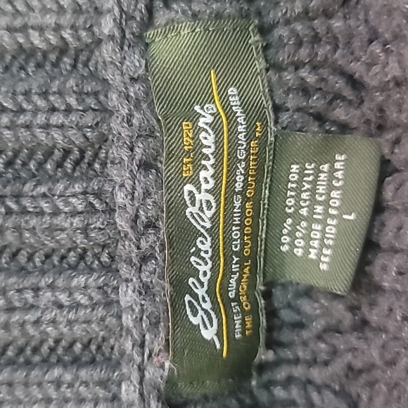 Eddie Bauer navy blue cable knit sweater size large - Picture 9 of 13